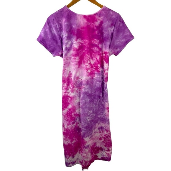 Lovers + Friends Dress Womens Large Pink Brooklyn Tie Dye Midi Side Slit Stretch - Picture 8 of 15